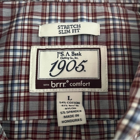 Jos A Bank • Burgundy Plaid Men’s Button Down Shirt - Picture 3 of 3